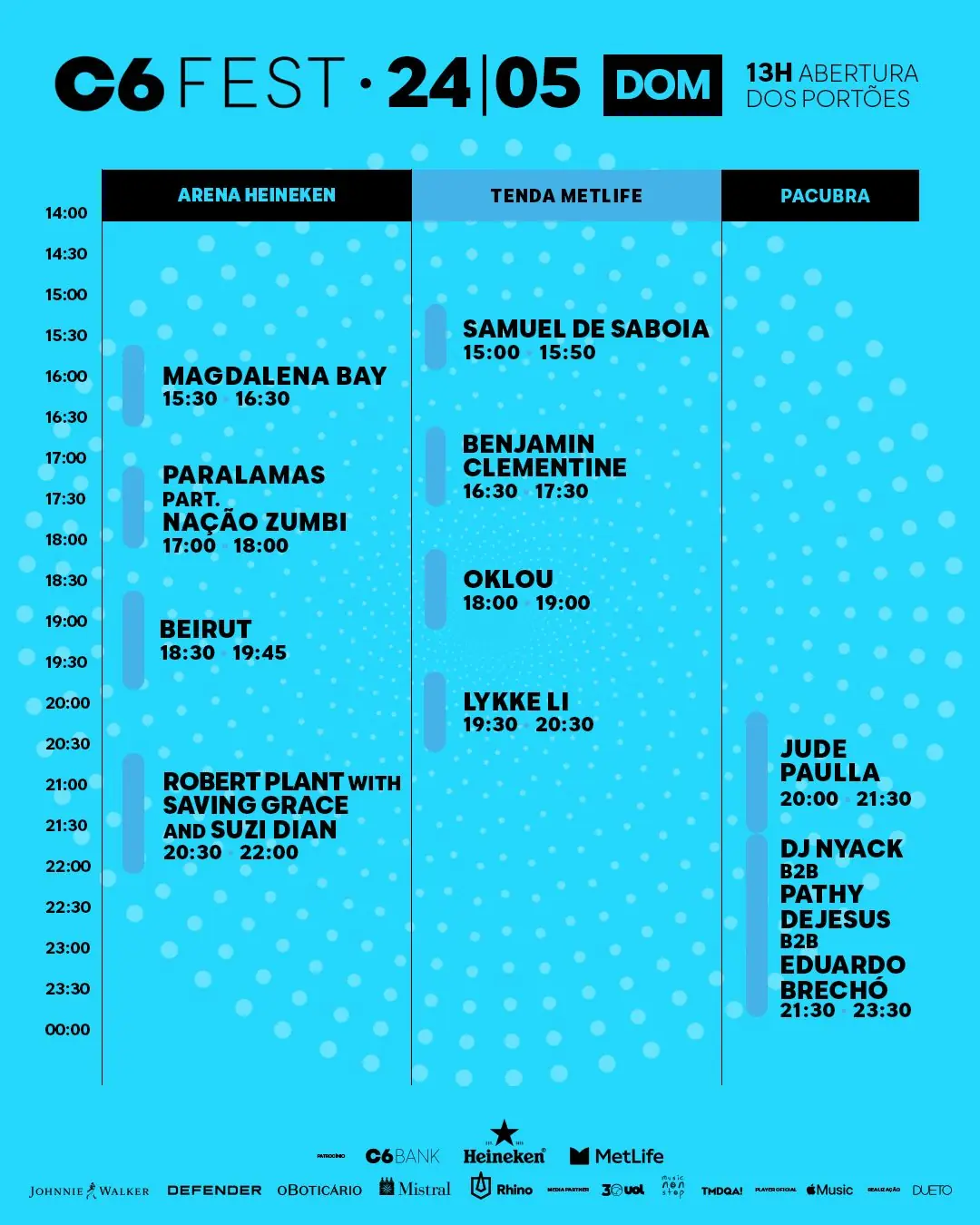 Hoje tem C6 Fest: confira os shows deste domingo (24/05)